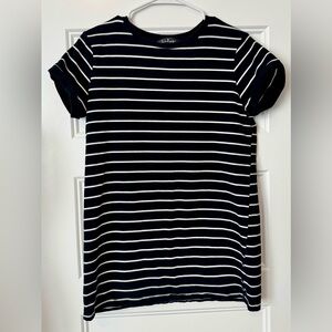 Lulus Black White Striped Crewneck T-Shirt Short Sleeve Size M